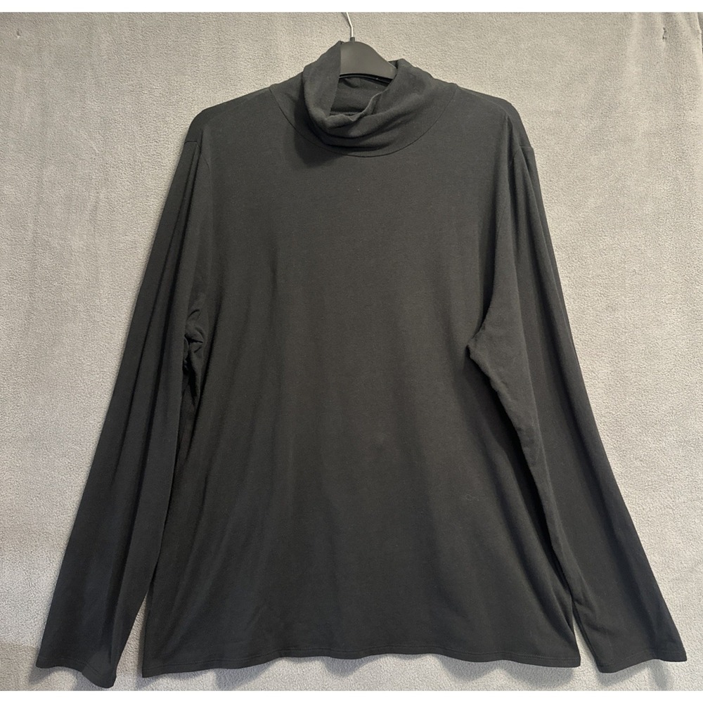 J. Jill Jersey Turtleneck Shirt Top Size XL Black Stretch Layering Minimalist